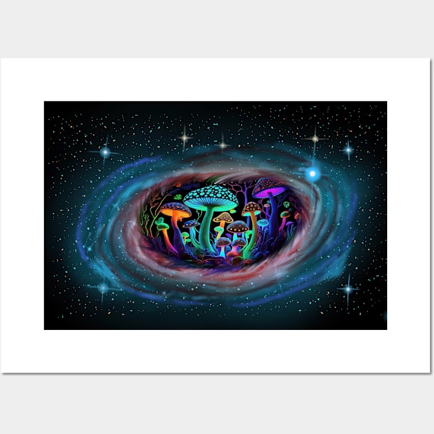 Trippy Mushroom Galaxy Wall Art by InkedByMark